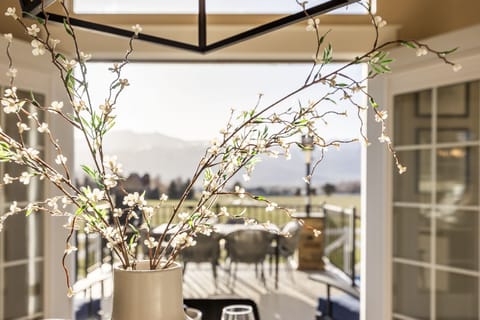 Eat a meal outside or inside to a gorgeous view.