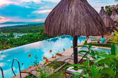 Outdoor pool, sun loungers