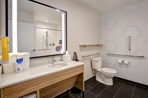 Room, 2 Queen Beds, Accessible (Hearing) | Bathroom | Shower, hair dryer, towels, soap