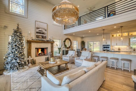 Our home is holiday-ready with a Christmas tree waiting to welcome Santa and your family.