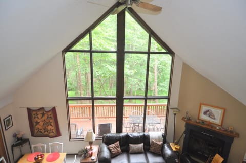 Cabin, Multiple Beds (Fox Hollow - Cozy Den with a Hot Tub ) | Living area | TV, fireplace