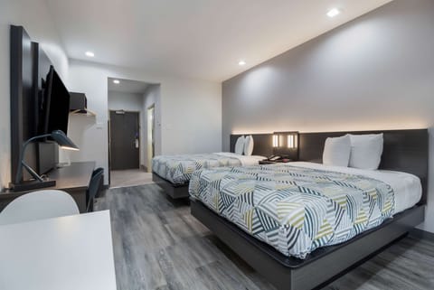Standard Room, 2 Queen Beds, Non Smoking, Kitchenette | Desk, WiFi (free), bed sheets