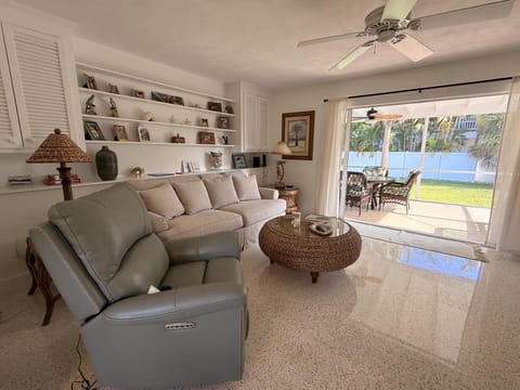 Sea Spray living area with patio view 