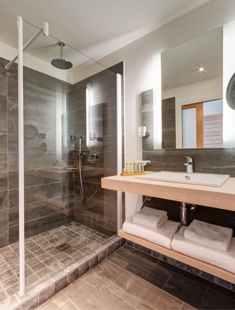 Shower, free toiletries, hair dryer, bathrobes