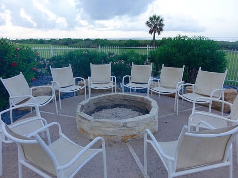 enjoy the sunset or make smores by the lazy river on the bayside