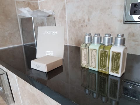 Suite | Bathroom | Designer toiletries, hair dryer, towels