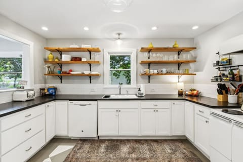 A fully equipped retro kitchen