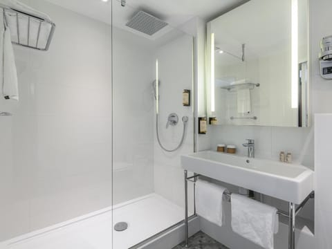 Eco-friendly toiletries, hair dryer, towels