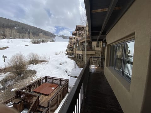 Hot Tub and view up the ski slope 