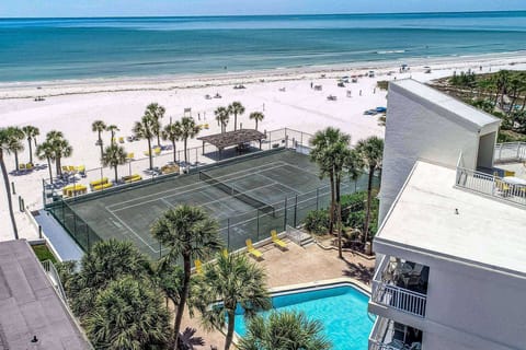 Complex heated pool and private tennis court overlooking Crescent Beach!. (complex aerial view). What are you waiting for?!!