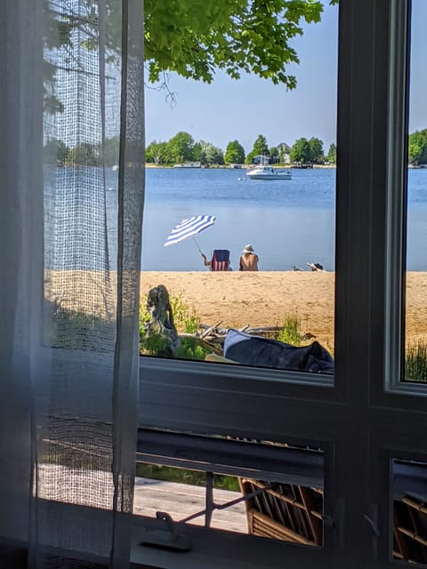 View from windows to private beach