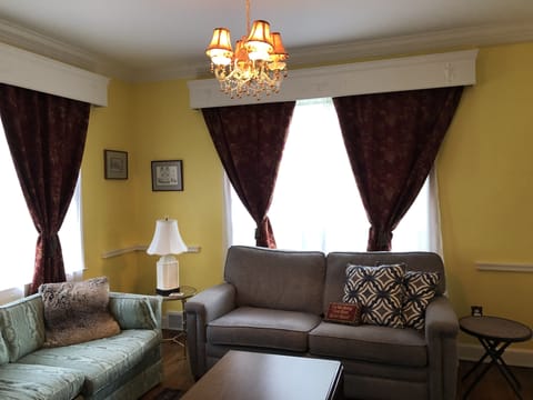 Living room downstairs with Roku TV