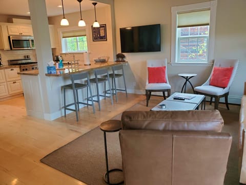 The primary living area and kitchen