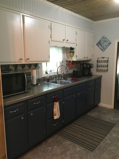 Kitchen from dining area; redone in 2018.