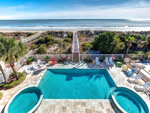 Large pool with two kiddie pools