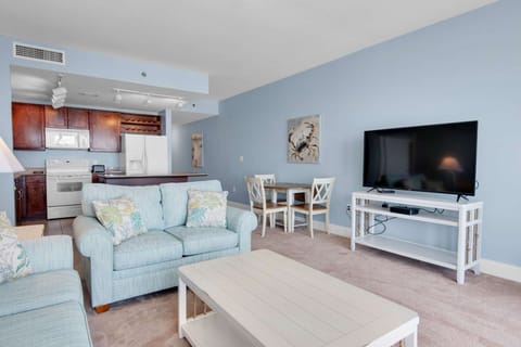 Cozy living area open to the kitchen