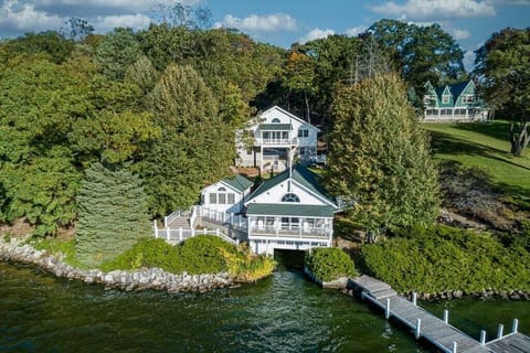 Aerial- home in back is rental