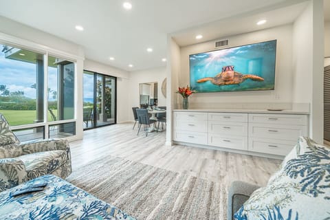Large living room, all new furniture, entertainment center with 85'' smart TV