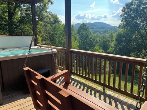 Lower deck porch swing and hot tub