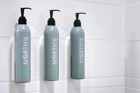 Free toiletries, hair dryer, towels, soap