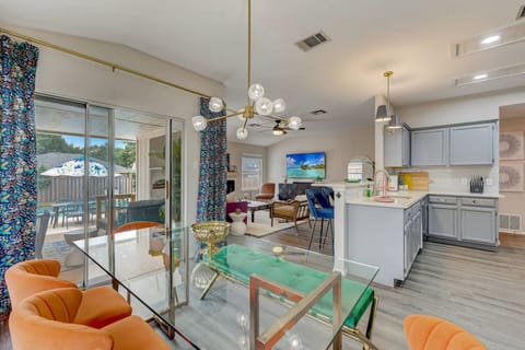 Open Living Room, Dining and Kitchen