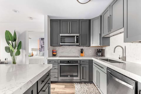 Kitchen stocked with everything you need to stay in and cook a complete meal!