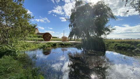 Wood Fired Sauna and HotTub near the pond