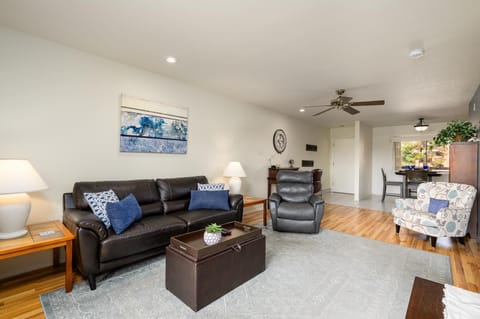 Leather couch and recliner.