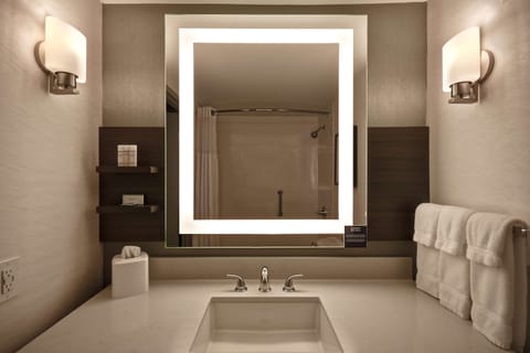 Combined shower/tub, free toiletries, hair dryer, towels