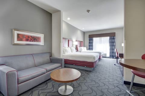 Suite, 2 Queen Beds | Pillowtop beds, desk, iron/ironing board, cribs/infant beds