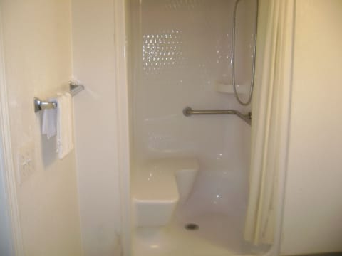Combined shower/tub, hair dryer, towels
