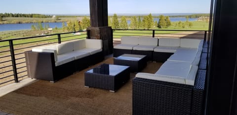 Outdoor seating deck area