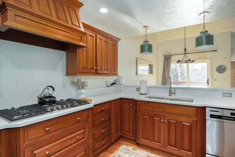 The newly remodeled kitchen awaits for home cooked meals