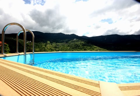 Outdoor pool, sun loungers