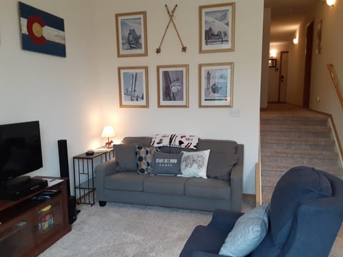 cozy living room with pull out sofa