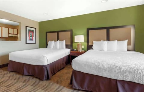 Room, 2 Queen Beds, Mobility Accessible, Non Smoking (Kitchen, Roll-In Shower) | Desk, iron/ironing board, WiFi (free), bed sheets