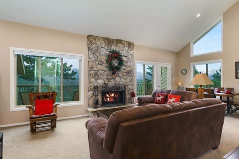 Living room with a fireplace view