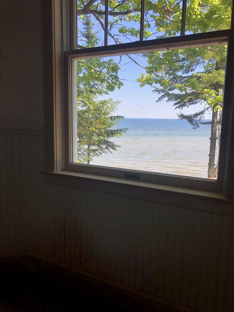 Looking out viewing area window.