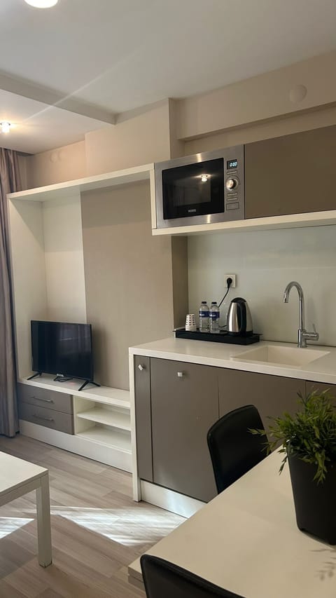 Standard Twin Room | Private kitchen | Full-size fridge, microwave, stovetop, dishwasher