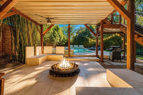 Roast s'mores over the fire pit.
