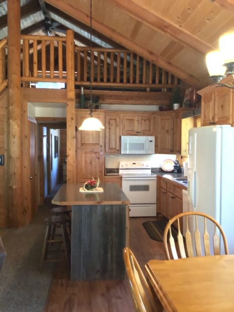 Dining to Kitchen & Moose Master Bedroom, view of Eagle's Loft