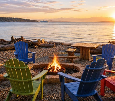 Private Beach, S`more Kit. Unlimited Firewood Provided