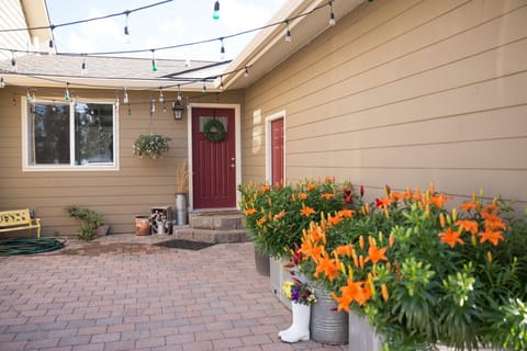 Main entrance.  So many beautiful flowers