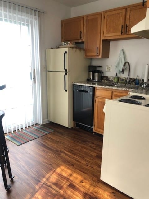 kitchen with sliders for outside access