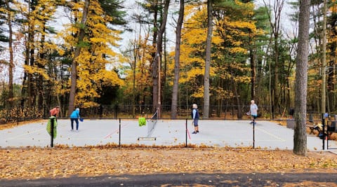 Pickleball court installed 9/2023. We supply paddles and balls. Bring sneakers!