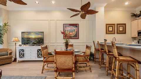 The indoor dining set seats four...