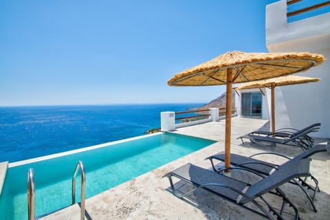 Swimming pool area of Incredible sea view, private pool, near tavern, Plakias, Crete