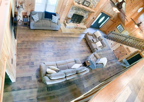 Looking down from balcony