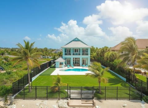 The large backyard opens directly on to the beach