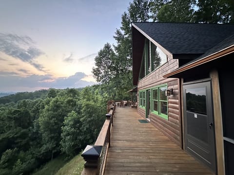 The back deck runs the length of the entire cabin.